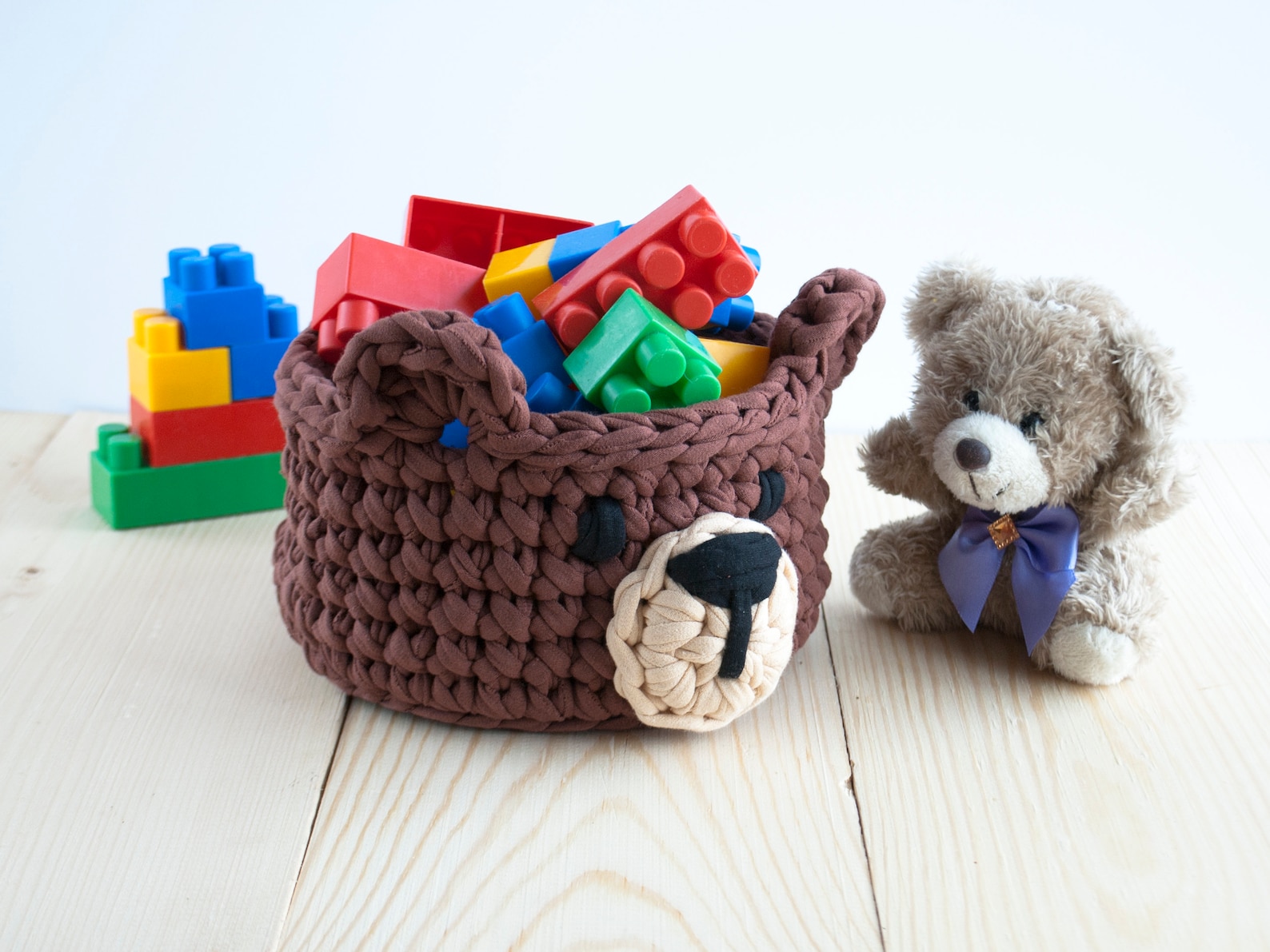 Woodland animal basket for nursery decor and storage crochet Etsy