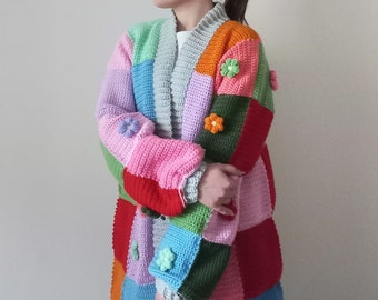 Crochet Patchwork Cardigan handmade handknit