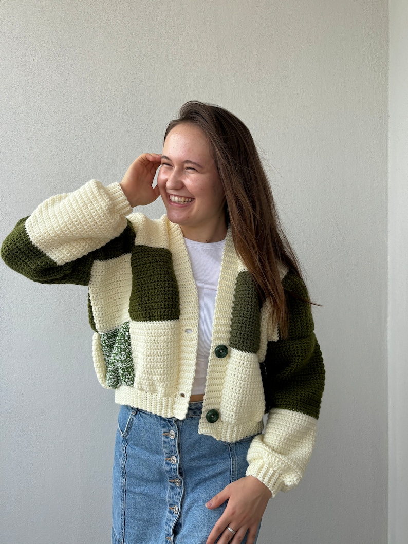 Pre-Order Green Crochet Lace Sleeve Cardigan