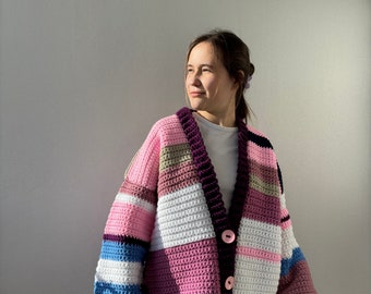 UNIEK ONTWERP VEST gehaakt patchwork handgebreid