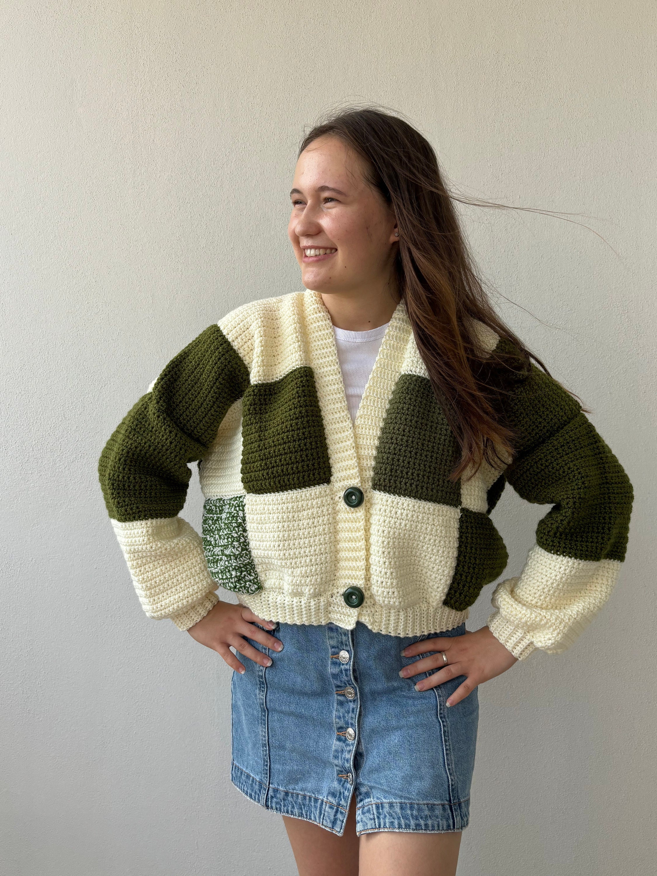 Crochet Patchwork Cardigan Green - Etsy