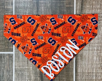 Orange Personalized Dog Bandana (Over the Collar) University, Custom Bandana, Cat Bandana, Slip on Bandana, Dog Scarf, Leash, Gift