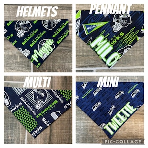 Seahawk Personalized Dog Bandana (Over the Collar) Football, Custom Bandana, Cat Bandana, Slip on Bandana, Dog Scarf, Leash, Gift