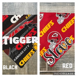 Chiefs Personalized Dog Bandana (Over the Collar) Football Custom Bandana, Cat Bandana, Slip on Bandana, Dog Scarf, Leash, Gift