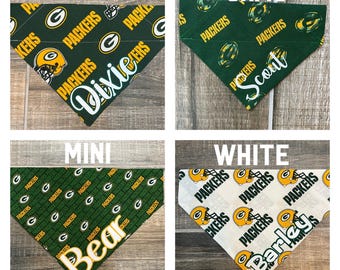 Packers Personalized Dog Bandana (Over the Collar) Green Bay, Custom Bandana, Cat Bandana, Slip on Bandana, Dog Scarf, Leash, Gift