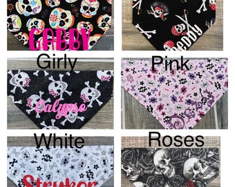 Pirate Skulls Personalized Dog Bandana (Over the Collar) Custom Bandana, Cat Bandana, Slip on Bandana, Dog Scarf, Leash, Gift