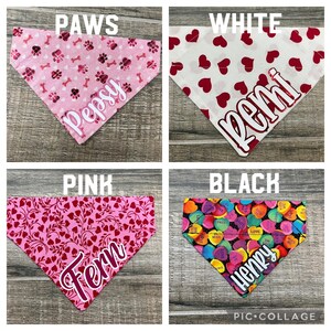 Hearts Valentines Personalized Dog Bandana (Over the Collar) Custom Bandana, Cat Bandana, Slip on Bandana, Dog Scarf, Leash, Gift