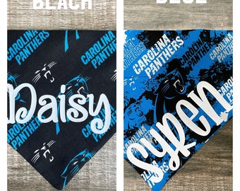 Panthers Personalized Dog Bandana (Over the Collar) Football Custom Bandana, Cat Bandana, Slip on Bandana, Dog Scarf, Leash, Gift