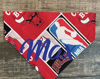 Bulls Personalized Dog Bandana (Over the Collar) Swag, Basketball, Custom Bandana, Cat Bandana, Slip on Bandana, Dog Scarf, Leash, Gift