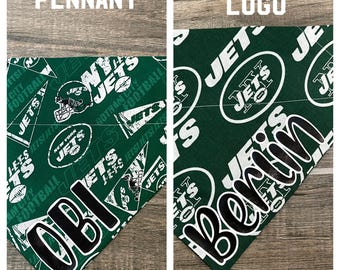 Jets Personalized Dog Bandana, Football, New York, Over the Collar, Gift for pets, Cat Bandana, Slip on Bandana, Dog Scarf