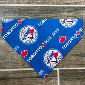 Jays Personalized Dog Bandana (Over the Collar) Baseball, Custom Bandana, Cat Bandana, Slip on Bandana, Dog Scarf, Leash, Gift