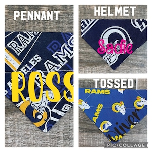 Rams Personalized Dog Bandana (Over the Collar) Football Custom Bandana, Cat Bandana, Slip on Bandana, Dog Scarf, Leash, Gift