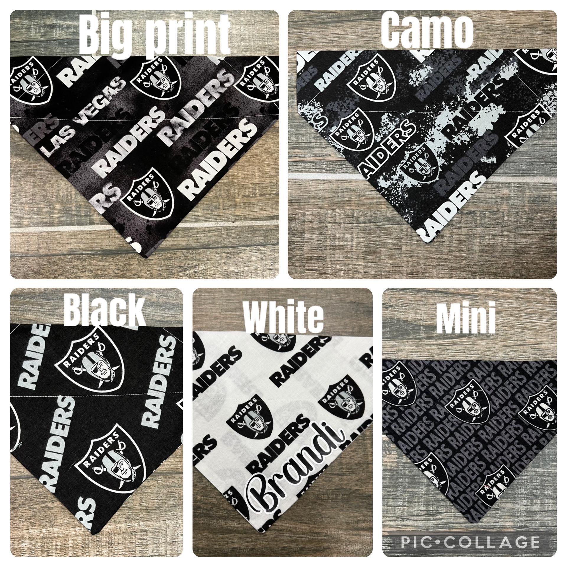 Raiders Personalized Dog Bandana | Over The Collar Football Custom Bandana, Cat Slip On Scarf, Leash, Gift