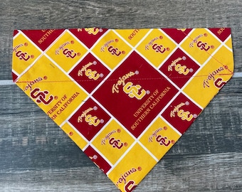 Trojans Personalized Dog Bandana, California, University, Over the Collar, Gift for pets, Cat Bandana, Slip on Bandana, Dog Scarf, collar