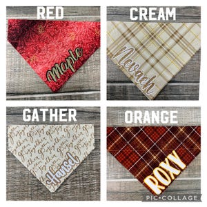 Fall Colors, Plaid Personalized Dog Bandana (Over the Collar) Thanks, Custom Bandana, Cat Bandana, Slip on Bandana, Dog Scarf, Leash, Gift