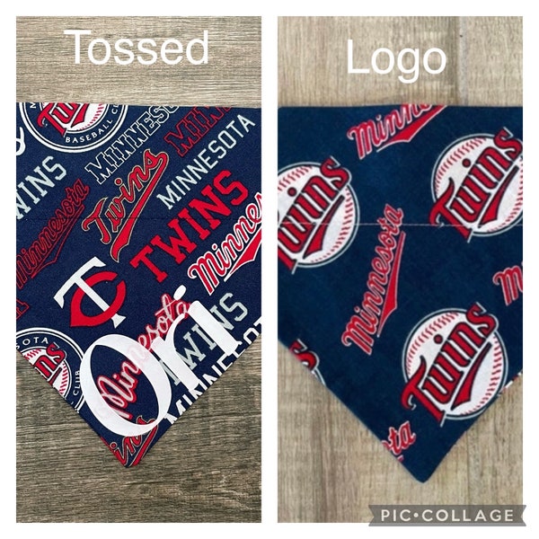 Twins Personalized Dog Bandana (Over the Collar) Baseball, Custom Bandana, Cat Bandana, Slip on Bandana, Dog Scarf, Leash, Gift