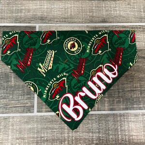 Wild Personalized Dog Bandana (Over the Collar) Hockey, Custom Bandana, Cat Bandana, Slip on Bandana, Dog Scarf, Leash, Gift
