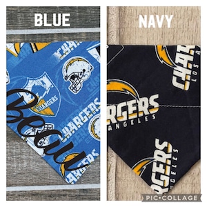 Chargers Personalized Dog Bandana (Over the Collar) Football, Custom Bandana, Cat Bandana, Slip on Bandana, Dog Scarf, Leash, Gift