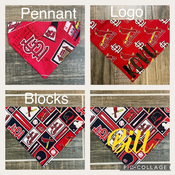 Cardinals Personalized Dog Bandana (Over the Collar) St. Louis, Custom Bandana, Cat Bandana, Slip on Bandana, Dog Scarf, Leash, Gift