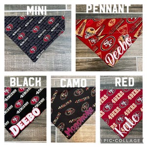 49ers Personalized Dog Bandana (Over the Collar) Football, Swag, Custom Bandana, Cat Bandana, Slip on Bandana, Dog Scarf, Leash, Gift