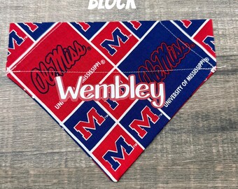 College Miss, Personalized Dog Bandana (Over the Collar) Football, Custom Bandana, Cat Bandana, Slip on Bandana, Dog Scarf, Leash, Gift