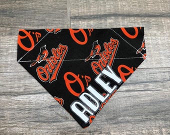 Orioles Personalized Dog Bandana (Over the Collar) Baseball, Custom Bandana, Cat Bandana, Slip on Bandana, Dog Scarf, Leash, Gift