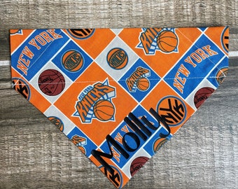 Knicks Basketball Personalized Dog Bandana (Over the Collar) New York, Custom Bandana, Cat Bandana, Slip on Bandana, Dog Scarf, Leash, Gift