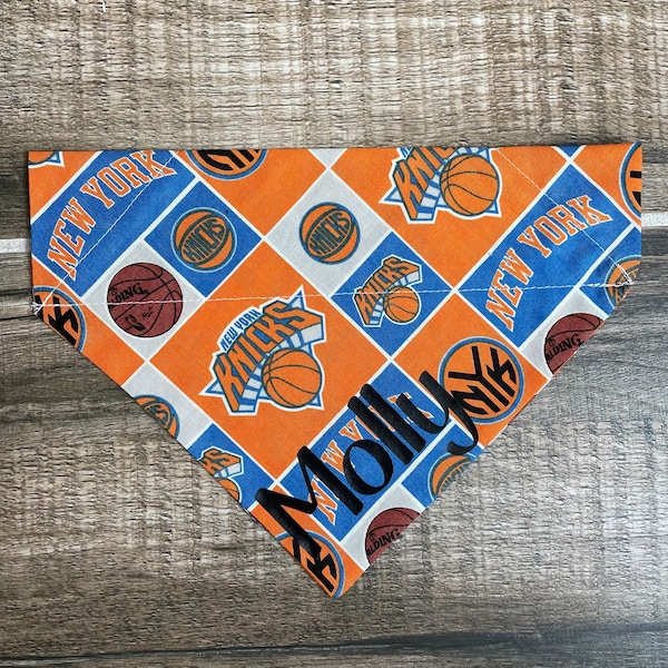 Knicks Basketball Personalized Dog Bandana (Over the Collar) New York, Custom Bandana, Cat Bandana, Slip on Bandana, Dog Scarf, Leash, Gift