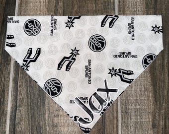 Spurs Personalized Dog Bandana (Over the Collar) Basketball Custom Bandana, Cat Bandana, Slip on Bandana, Dog Scarf, Leash, Gift