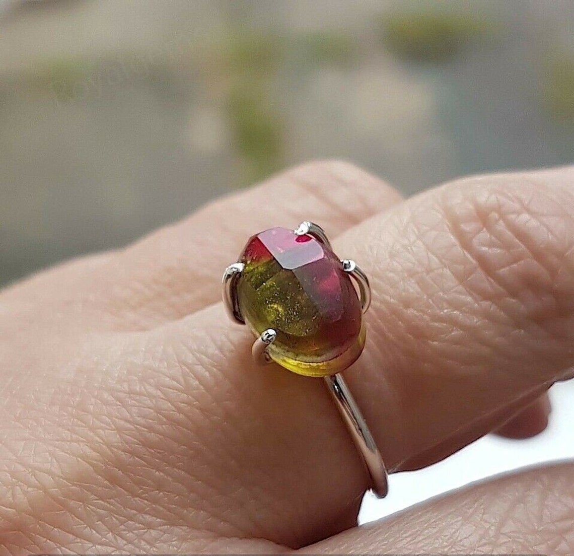 Watermelon Tourmaline Ring watermelon quartz Ring crystal Etsy
