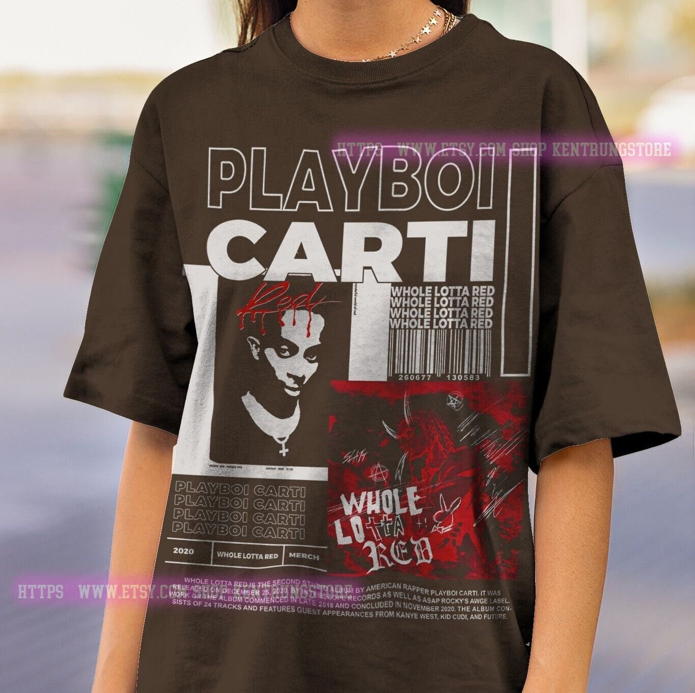 Rapper Playboi Carti T Shirt Music Album Whole Lotta Red Graphic T Shirts  Men Women Fashion Hip Hop Oversized T-shirt Streetwear
