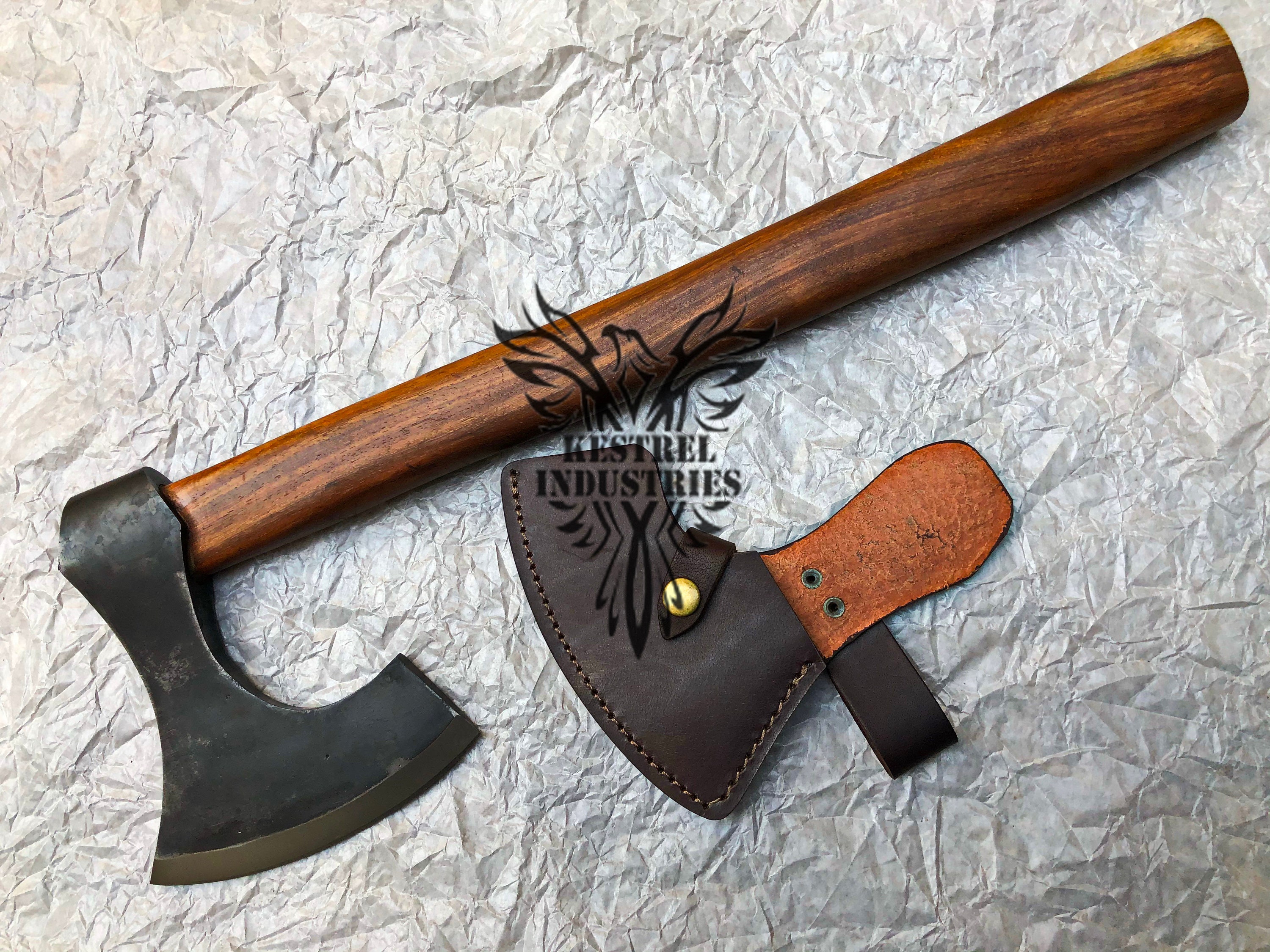 Smith Carbon Steel Viking Axes Rose Wood Bearded Camping Axe For Xmas Gifts 2021