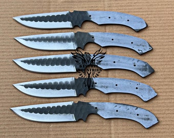 Lote de 5 cuchillos de hoja en blanco de acero al carbono para suministros de fabricación de cuchillos, suministros de fabricación de cuchillos cuchillas en blanco, cuchillas en blanco de acero al carbono hechas a mano