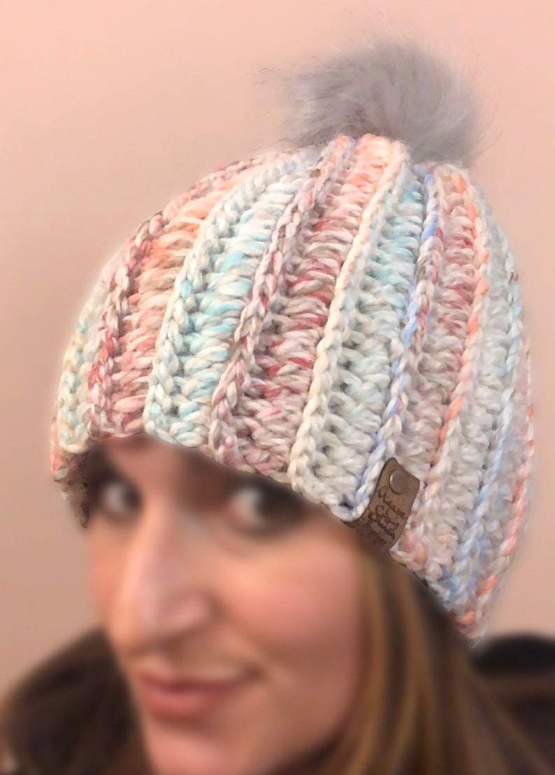 Free Shipping Beautiful Handmade Beanie You pick Pom Pom!