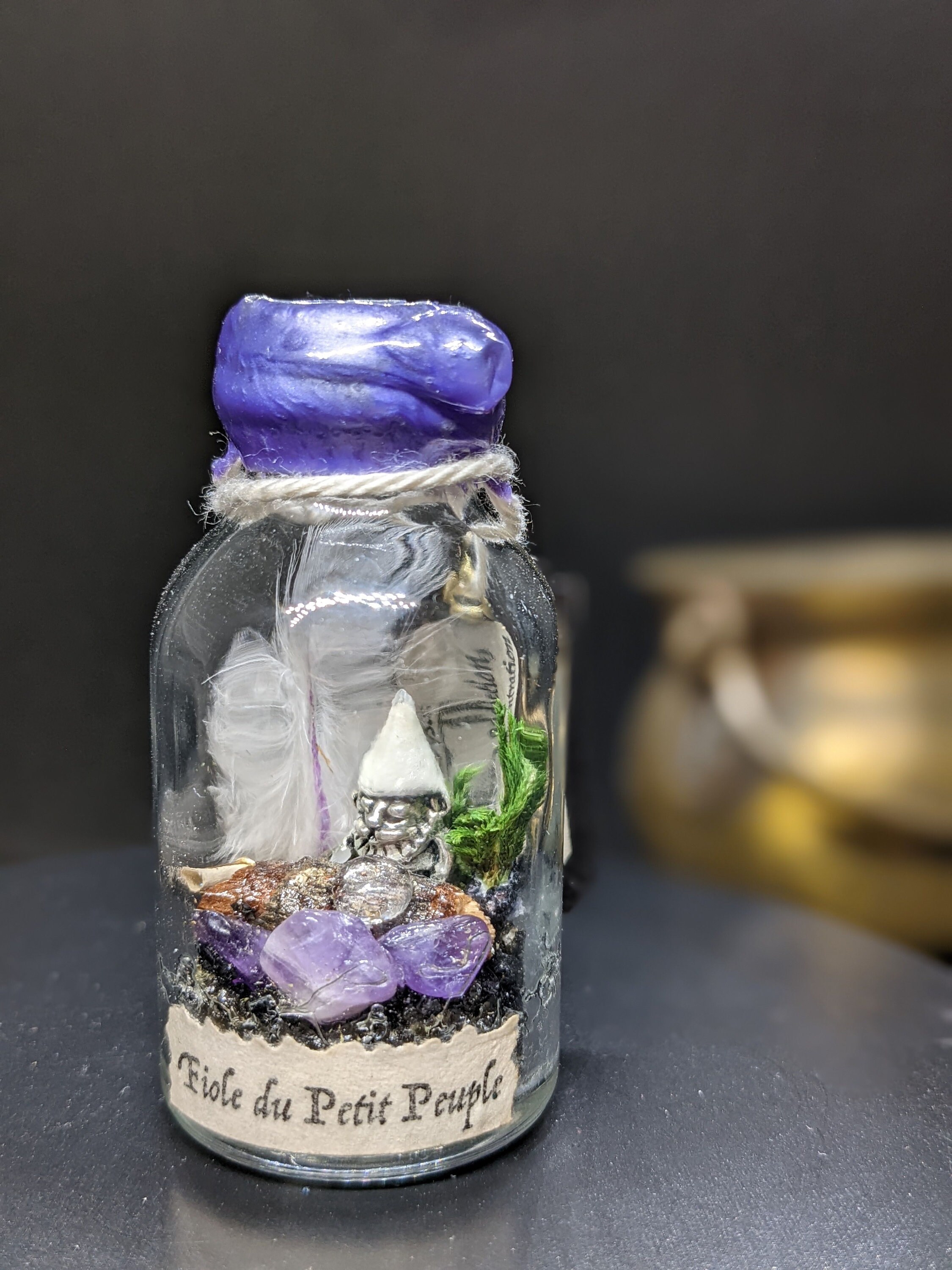 Fiole Du Petit Peuple Le Lutin et Ses Améthystes