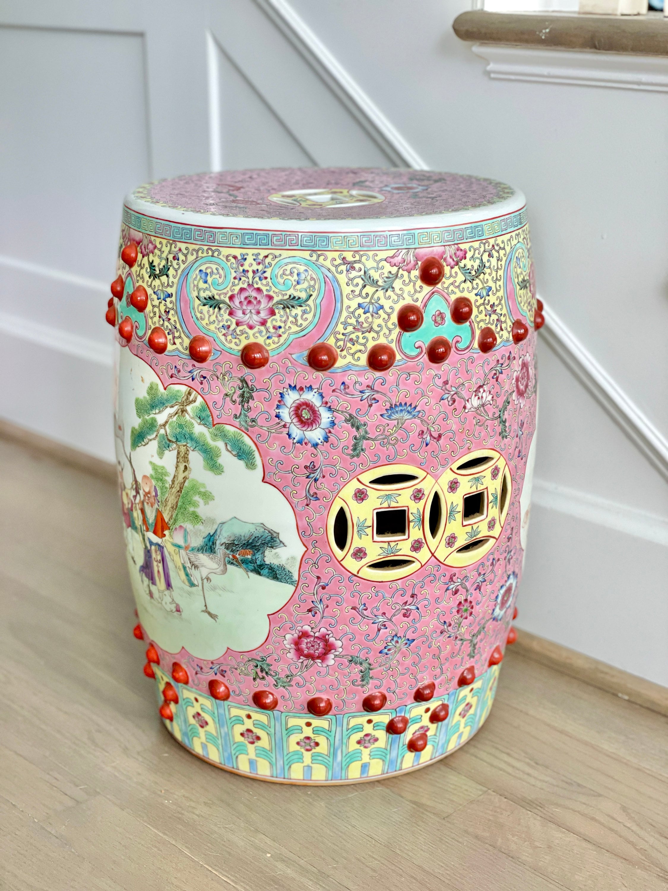 Pink cheap ceramic stool
