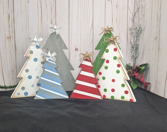 Wooden Christmas Trees Set | Handcrafted Festive Xmas Decor | Rustic Holiday Accents