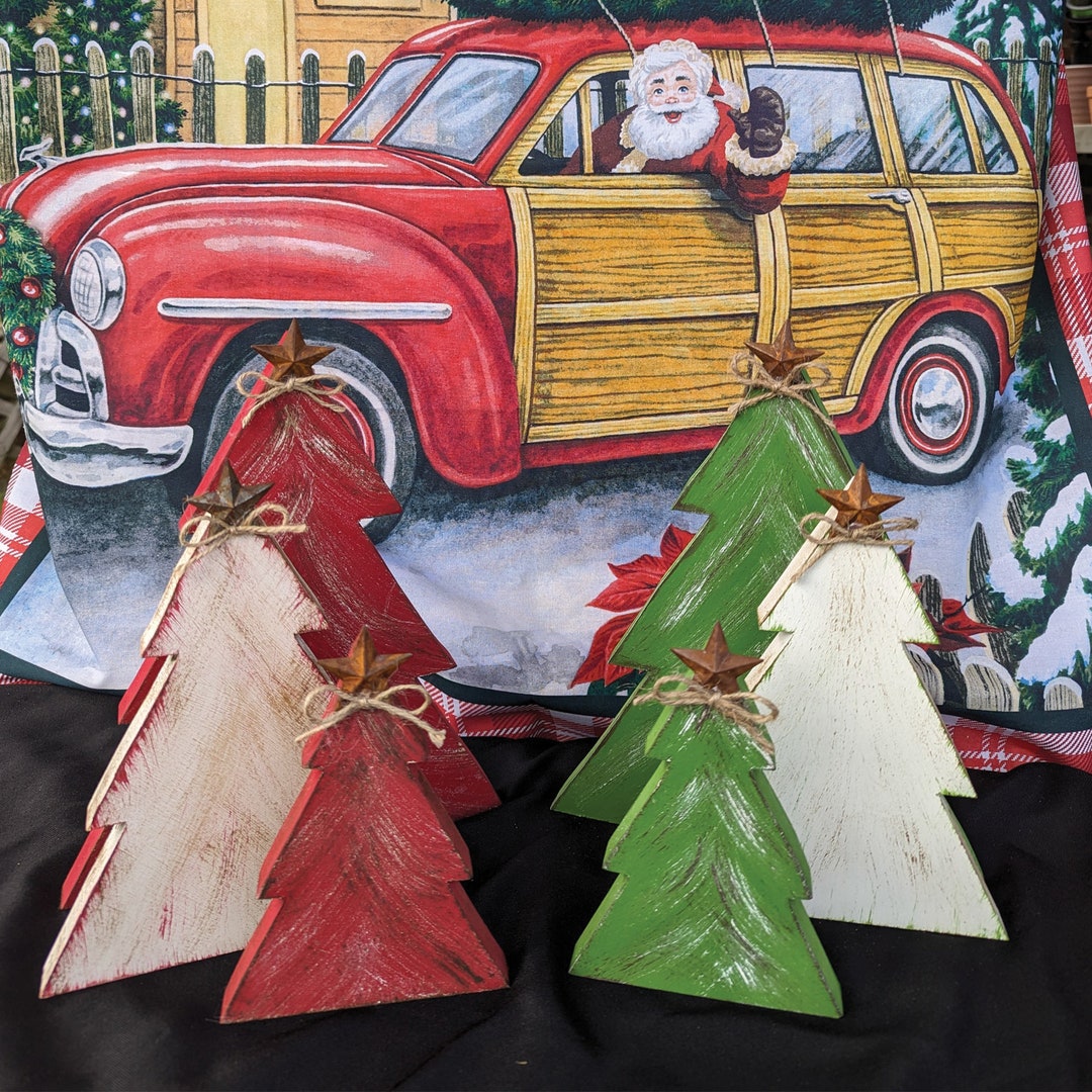 Rustic Wooden Christmas Trees Set Holiday Decor and Christmas Tree ...