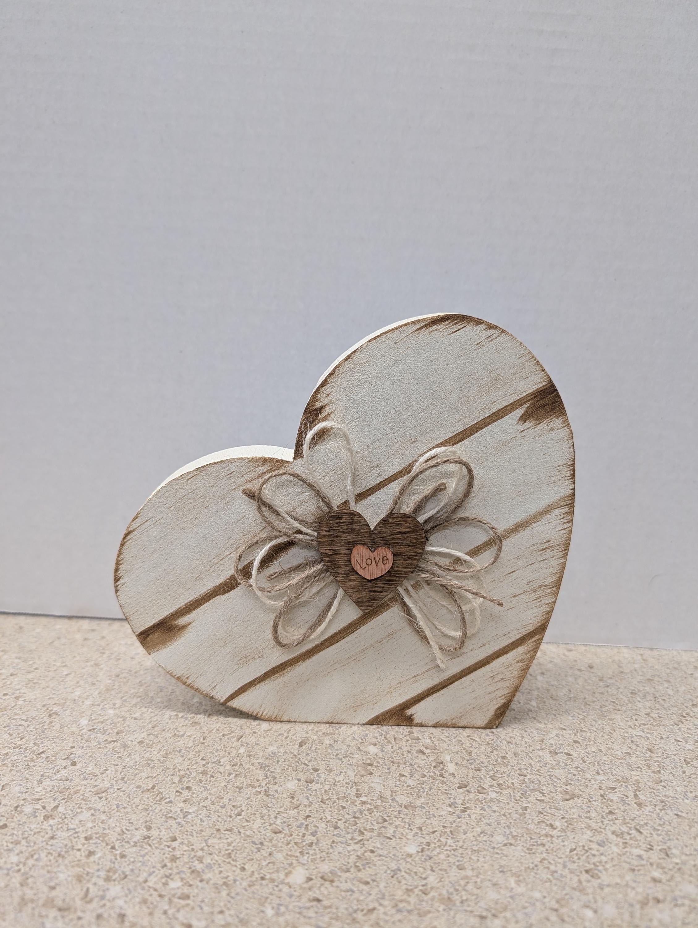 Rustic Heart Collection Rustic Wooden Heart Decor Set of 3 | Farmhouse Shelf Sitter Neutral ...