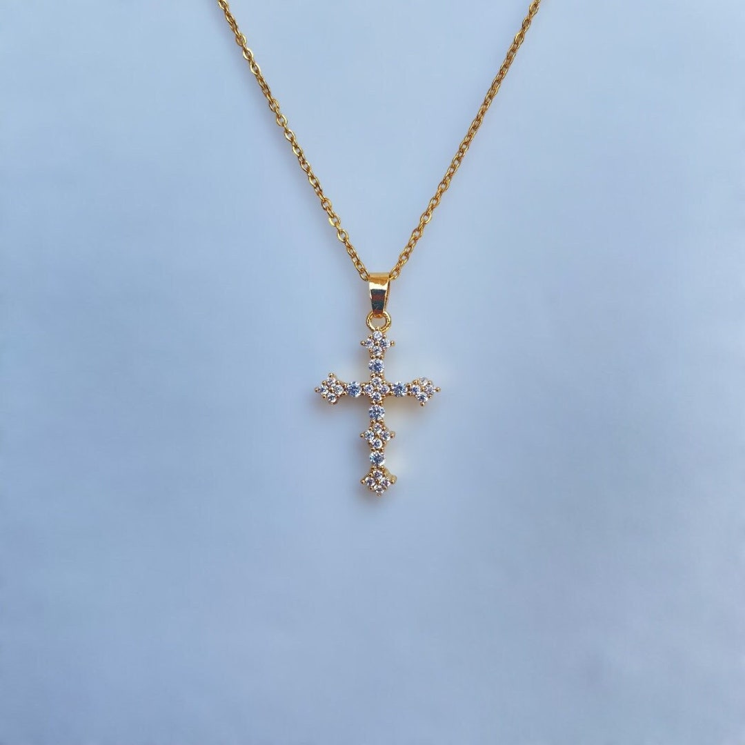 Gold Cross for Women Cz Diamond Cross Necklace for Women - Etsy