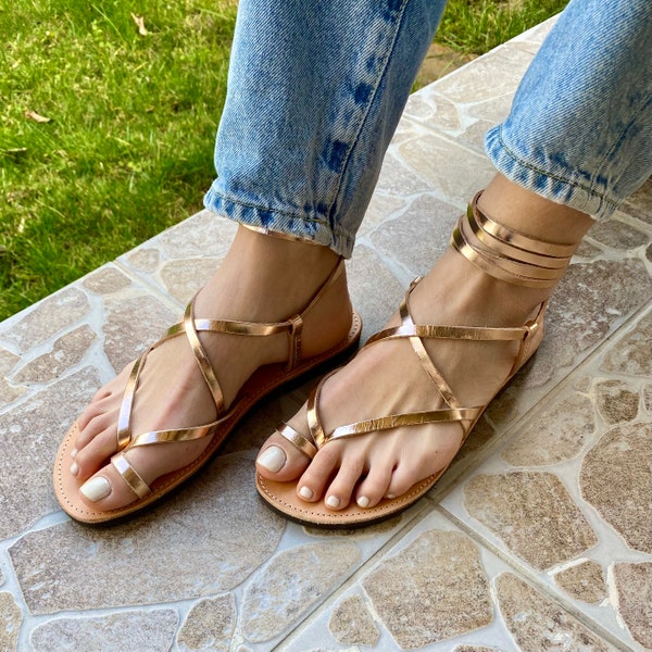 Gladiator rose gold sandals 38EU , wedding sandals, Women sandals, Greek sandals, Summer shoes, Gift women!