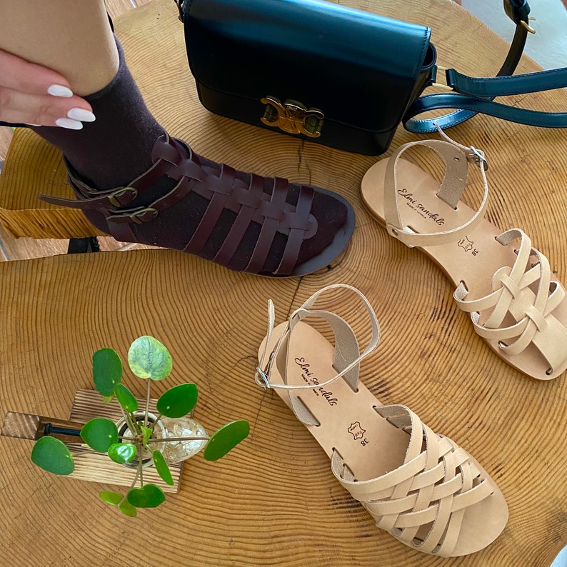 Gladiator leather sandals women, Greek sandals, sandals women, leather sandals, handmade sandals, gladiator brown sandals, summer image 6