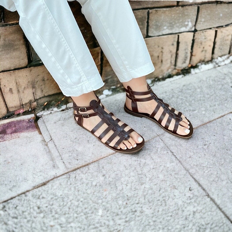 Gladiator leather sandals women, Greek sandals, sandals women, leather sandals, handmade sandals, gladiator brown sandals, summer image 1