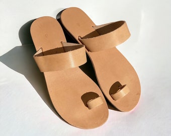 Toe sandals from genuine cow leather Greek sandals Simple cute sandals for all day 2 Straps sandals