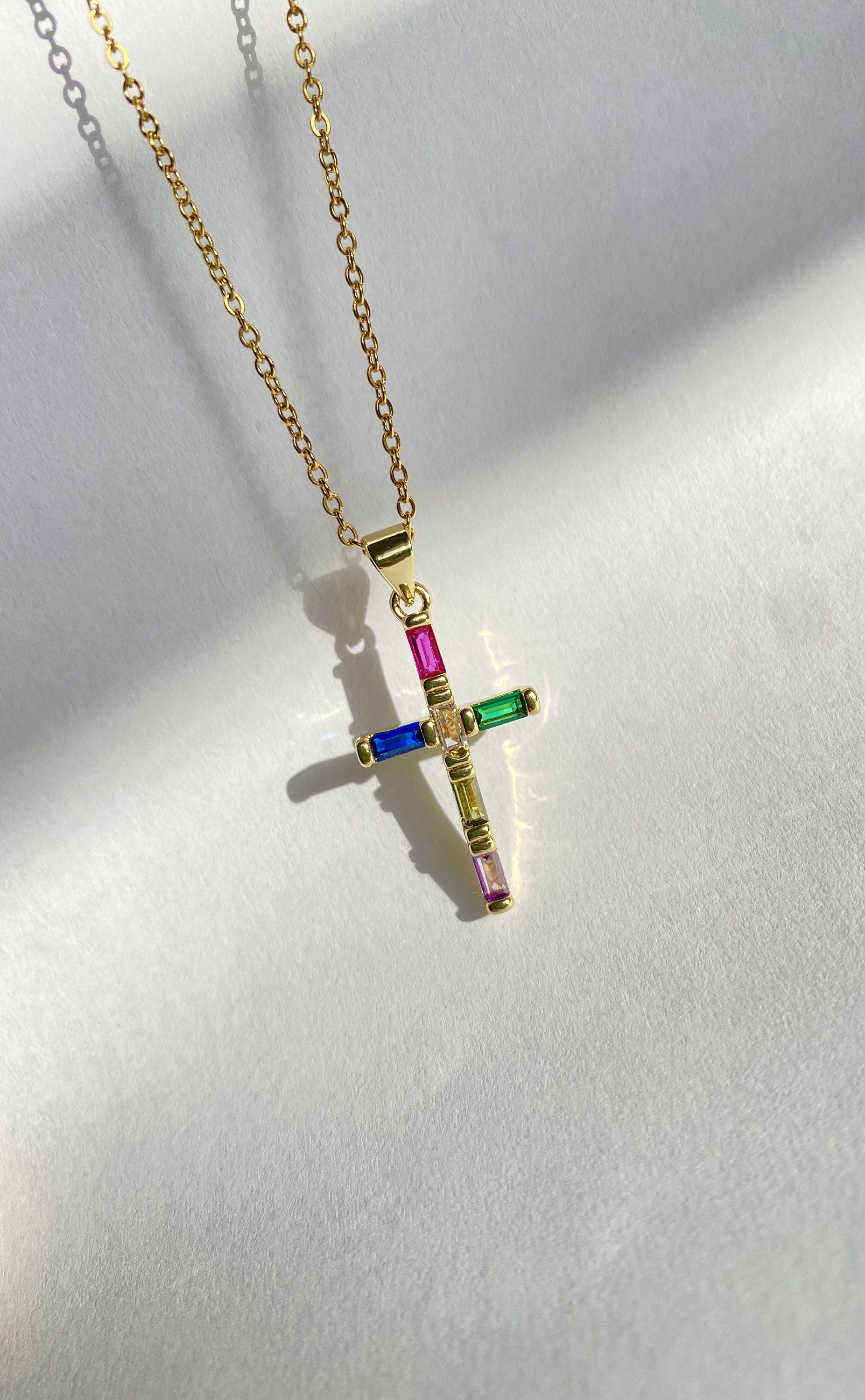Rainbow cross necklace deals