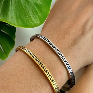 Meander  Bracelet from stainless steel gold/silver, cuff  bracelet with meander, gift for her!!