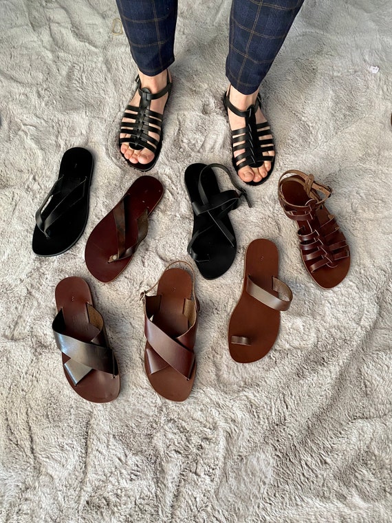 Flip flop leather shoes sale