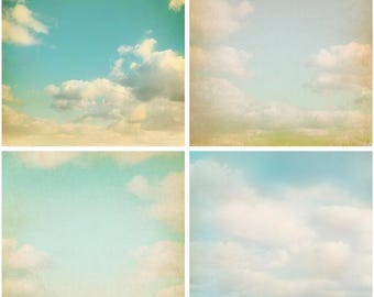 紙に描いた雲のテクスチャ｜ヴィンテージな空のテクスチャ4点（JPG）