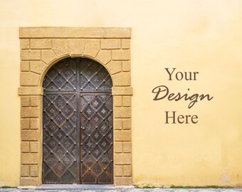 Maquete rústica de porta e parede | Identidade visual vintage para casa de campo (JPG)