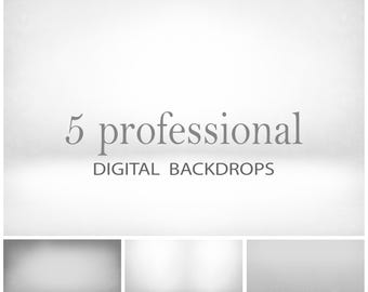 ミニマルなホワイトスタジオ背景幕 5枚セット | 写真、製品、ポートレートに最適なクリーンな背景